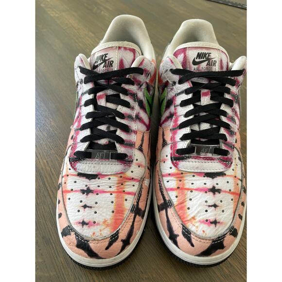 Nike Air Force 1 Low Tie Dye Men’s 9.5 Multicolor Green Pink Streetwear - Picture 3 of 14